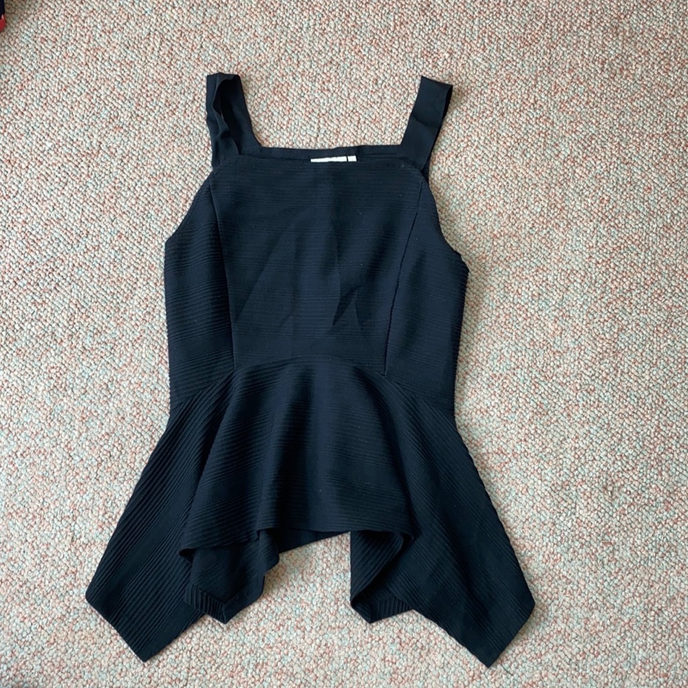 Anthro black rubber fit and flare top